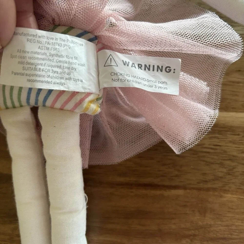 Alimrose Yvette Plush Unicorn‎ Toy Doll Rainbow Stripes Girls Pink Tutu Skirt